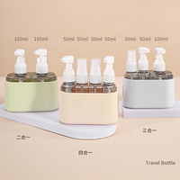 Nouvel ensemble de flacons cosmétiques de voyage 4-en-1 réutilisables, anti-fuite et compressibles pour shampoing et produits de toilette 2024