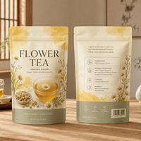 Op maat gemaakte bedrukte bloemen- en fruitthee stand-up pouch zak met ritssluiting, voedselveilige, hersluitbare verpakking, aluminiumfolie, vochtbestendig