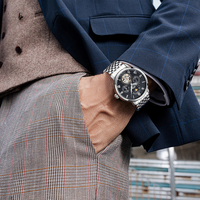 Mark Fairwhale – montre mécanique automatique pour hommes, boîtier en métal, bracelet en cuir, chronographe, cadran multifonction, étanche, lumineux, FW-6048