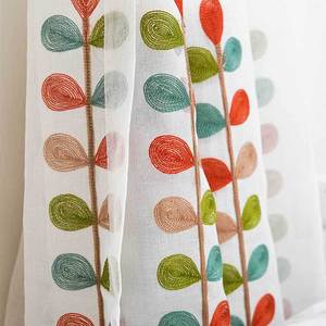 Broderie de feuilles multicolores Pom-pom Decor Coffee Kitchen and Cozy Window Valance - Product Image 4