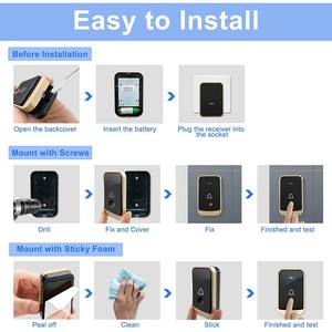 Sonnette sans fil Daytech DB18BL 2+1-UK - Étanche IP55 - 38 Sonneries - Portée 300m - Certifié CE - Options <span class=keywords><strong>de</strong></span> couleur - Matériau ABS - Installation facile - Product Image 4