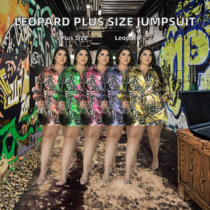 Productos Populares 2026: Mono Casual de Verano para Mujer, sin Tirantes, con Estampado de Leopardo, Botones, Solapa y Pantalones Cortos, Talla Grande - Product Image 2