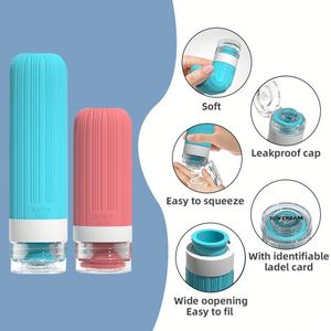 Ensemble de 15 flacons de voyage portables en silicone avec logo personnalisé, rechargeables, pour shampoing et gel douche - Product Image 3