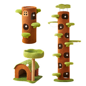 고양이 클라이밍 랙 & 둥지, 천 소재 고양이 나무, 시잘 그립 포스트 포함, 소형 아파트용 사계절 사용 가능 - Product Image 1