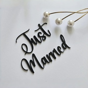 Decorazione per <span class=keywords><strong>Torta</strong></span> Nuziale in Acrilico, Ornamenti per <span class=keywords><strong>Torta</strong></span> 'Just Married', Topper per <span class=keywords><strong>Torta</strong></span> Nuziale - Product Image 2