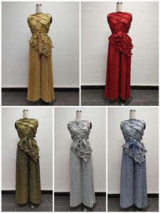 GX9029 moda 2025 primavera Sexy Street Wear donna Boutique senza maniche <span class=keywords><strong>top</strong></span> irregolari e pantaloni a pieghe a gamba larga Set 2 pezzi - Product Image 2