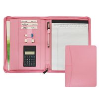 Portafolio de Cuero PU con Cierre y Logotipo Personalizado Modernqiu, Carpeta Rígida A4 para Viajes con Calculadora, Productos para Archivar Documentos