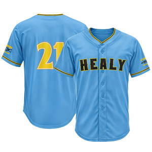 Camiseta de Béisbol Personalizada para Hombre, con Botones, Manga Corta, Estilo Hip Hop, Uniformes Deportivos, Color Azul Claro, Transpirable, para Softbol - Product Image 2