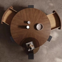 Table basse moderne pour salon, ronde, style mid-century, 3 pieds, en bois de noyer noir, ensemble de table centrale
