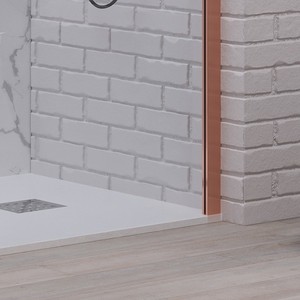 Kamalu KW1000GR cabina doccia 60 cm vassoio rettangolo 8mm chiaro oro rosa senza cornice impermeabile aspetto dritto fisso - Product Image 4