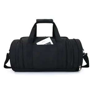 व्यापार पॉलिएस्टर लक्जरी काले खेल यात्रा Duffle बैग निविड़ अंधकार Weekender बैग जूता डिब्बे के साथ