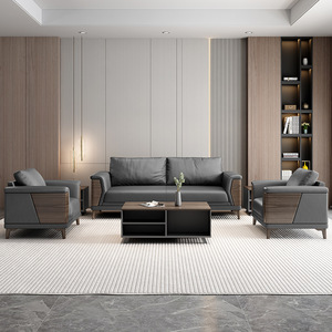 Sofá de Oficina Moderno de Cuero, Sofá Seccional para Recepción, Conjunto de Sofás para Jefes - Product Image 5