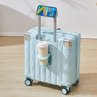 Valise trolley légère de 18 pouces, petite, à fermeture éclair, avec roulettes silencieuses, compartiments multifonctionnels pour les vacances