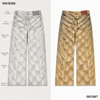 Jeans droits personnalisés pour hommes, style urbain, séchage rapide, 14oz, poids lourd, beige, estampage à chaud, kaki, imprimé marbré, automne/hiver