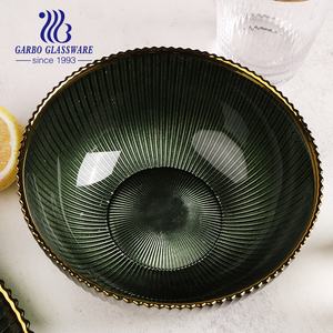 Assiettes de présentation <span class=keywords><strong>en</strong></span> <span class=keywords><strong>verre</strong></span> <span class=keywords><strong>gravé</strong></span> vert vintage de 13 pouces, vaisselle <span class=keywords><strong>en</strong></span> <span class=keywords><strong>verre</strong></span> transparent avec bord doré, vente <span class=keywords><strong>en</strong></span> gros - Product Image 2