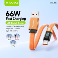 Kabel USB Type C BAVIN 4 Warna CB431 1m 66W 480Mbps Transfer LED Digital Display