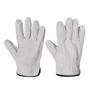 安いホワイトゴートスキン工業建設ビルダーメカニクスドライバー溶接革作業安全手袋