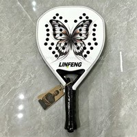 Raket Padel Premium Glossy, Bentuk Berlian Serat Karbon 3K, Termasuk Grip Padel, Peralatan Lapangan Padel