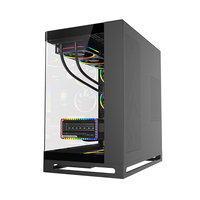 Boîtier de jeu ATX avec panneau en verre trempé incurvé, port Type C, écran LCD et support de refroidissement par eau de 360 mm
