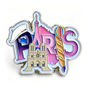 Broche Souvenir de Paris en Métal, Forme Irrégulière, Émail Dur, Alliage de Zinc, Design Lettre, Article de Collection - Product Image 1