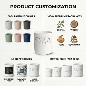 Vela aromática de cera de soja con logotipo personalizado al por mayor en frasco de cerámica, de lujo, hecha a mano, orgánica, no tóxica, de larga duración (60 horas), para el hogar. - Product Image 3