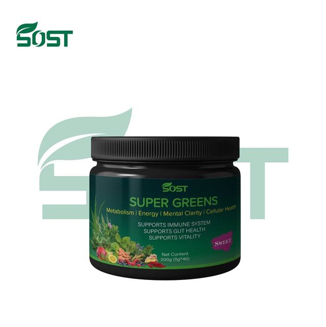 Wholesale Custom Super Greens Sweet Flavor Powder With Prebiotics & Probiotics