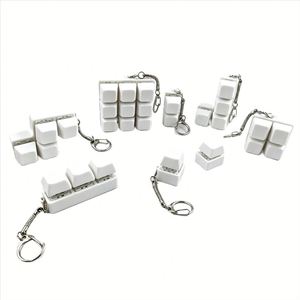 Porte-clés mécanique en forme de touche de clavier, pendentif anti-stress avec son de clic, blanc, minimaliste, pour sac - Product Image 1