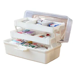 Boîte d'organisateur de médecine médicale de récipient de Kit d'urgence de famille faite sur commande, boîte de rangement en plastique de premiers secours avec la poignée pour la maison