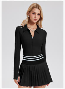 新款女式网球裙套装 Polo 短款长袖健身套装 透气休闲高尔夫裙秋季 - Product Image 6