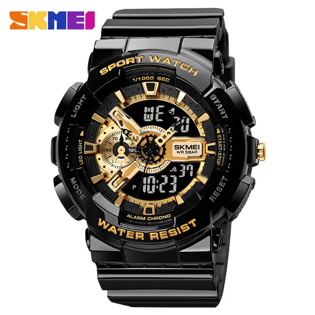 SKMEI 1688 fashion black man digital watch activity Rubber strap double display STOPWATCH long battery life sports reloj watch
