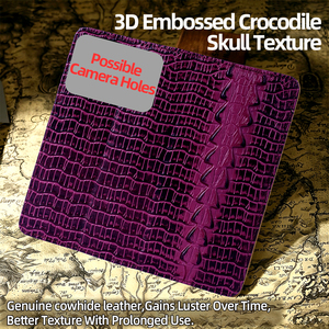 Étui à rabat de luxe en cuir véritable motif crocodile avec fentes pour cartes, coque antichoc premium pour <span class=keywords><strong>iPhone</strong></span> 17 16 Pro 15 14 Pro <span class=keywords><strong>Max</strong></span> - Product Image 2
