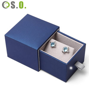 Custom logo <b>Blue</b> Black Imitation Pu Leather Cardboard for Ring Pendant Bracelet Bangle Necklace Earrings <b>Jewellery</b> Boxes - Product Image 5