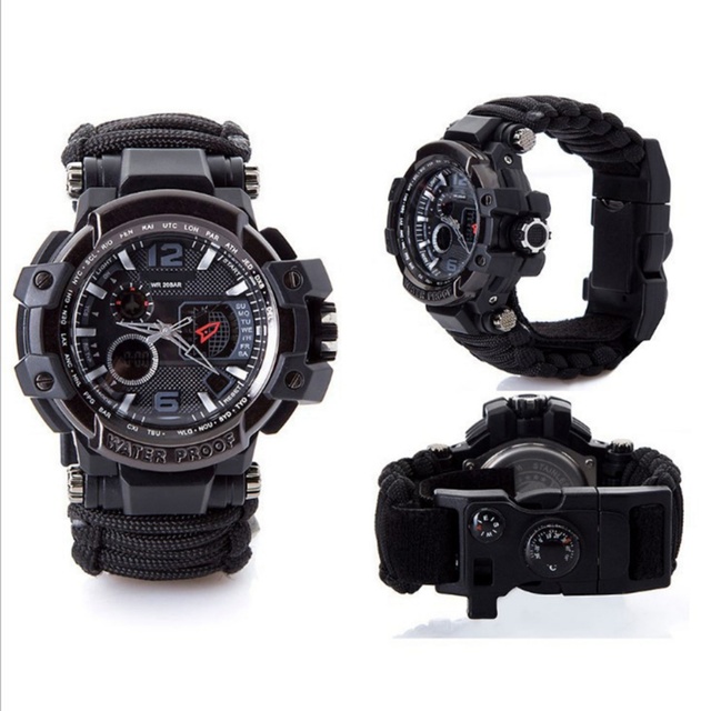 Outdoor Survival Watch Bracelet Camping Hiking Emergency Gear Multifunctional Waterproof Tactical Paracord Watch