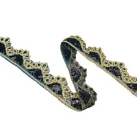 En stock : Bordure en dentelle à paillettes et strass dorés pour chaussures, sacs, vêtements – Plusieurs types disponibles, largeur 4 cm