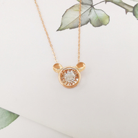 Collier à pendentif ours en or véritable, chaîne en or jaune, perle naturelle de danse, vente en gros, bijoux 100%, 18k