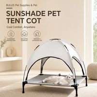 Lit surélevé respirant pour chien en tissu Oxford, 14 cm au-dessus du sol, avec auvent pare-soleil amovible, structure robuste pour chiens et chats