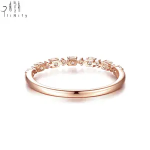 Jewellery Ring Fashion Jewellery Trendy Design 18K Rose Gold Diamond Ring Half Eternity Band Ring