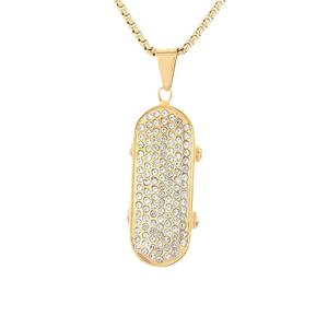 היפ הופ פרוס החוצה cz סקייטבורד בר עמיד למים ללא צבע נירוסטה תכשיטים תליון שרשראות mens זכר - Product Image 6