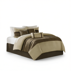 Ensemble de couette 7 pièces rayé moderne, literie 100% polyester pour usage domestique - Product Image 1