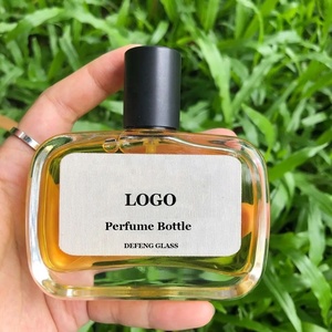 Botella de Perfume Exótica Unisex Multicolor Cuadrada y Plana de 80 ml, Botella de Vidrio con Atomizador - Product Image 1