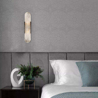 Applique murale LED moderne nordique en marbre, lampe de chevet en aluminium avec abat-jour en pierre d'albâtre, pour décoration murale de maison, hôtel, salon