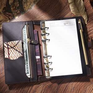 A6 Multifunctional Loose-<b>Leaf</b> Leather Journal Travel Notebook Zipper Modern Planner Binder Diary Welcome Gifts Embossed - Product Image 1
