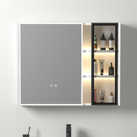 Kabinet meja rias kamar mandi kayu lapis Harga murah dengan meja rias kamar mandi baskom keramik dengan sensor tubuh kabinet cermin LED