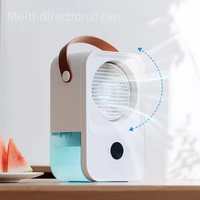 Kipas pendingin udara Air evaporasi portabel, kipas pendingin udara Mini 4 kecepatan DC USB dapat diisi ulang dengan tampilan