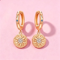 Boucles d'oreilles ovales simples et lisses en or rose BLLYF146-DA, idéales pour les mariages, les fêtes, les cadeaux quotidiens