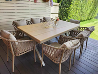 Ensemble de salle à manger haut de gamme en aluminium et rotin, style nordique, mobile, pour jardin, cour et balcon extérieur
