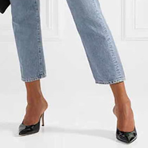 Sandalias de tacón alto fino con estampado de leopardo para mujer, zapatos de vestir de verano con punta en pico, sin cordones, para uso diario, estilo moderno - Product Image 4