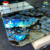Comptoirs en granit bleu cristallin brillant, granit bleu Lemurian pour hôtels, granit pour murs, carreaux de sol, table basse