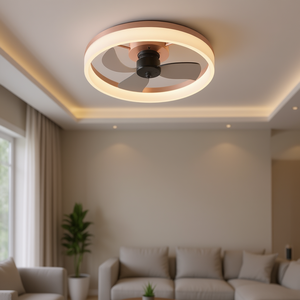Modern <b>LED</b> Ceiling Fan Rose Gold 3 Blades DC Motor Dimmable Flush Mount Remote <b>Control</b> - Product Image 2