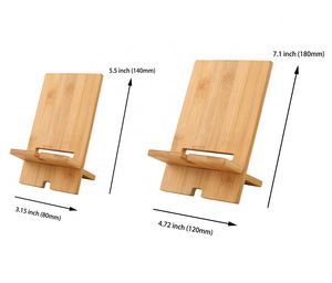 Custom Logo Eco Friendly <b>Bamboo</b> Portable Desk Phone Stand with Silk <b>Screen</b> Printing for Corporate Giveaway and Promotional Use - Product Image 2